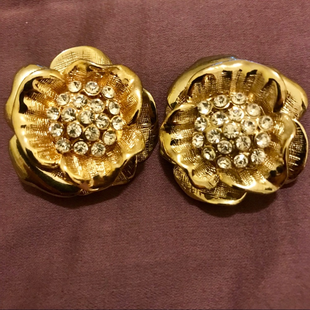 Oversized Gold Flower Earrings